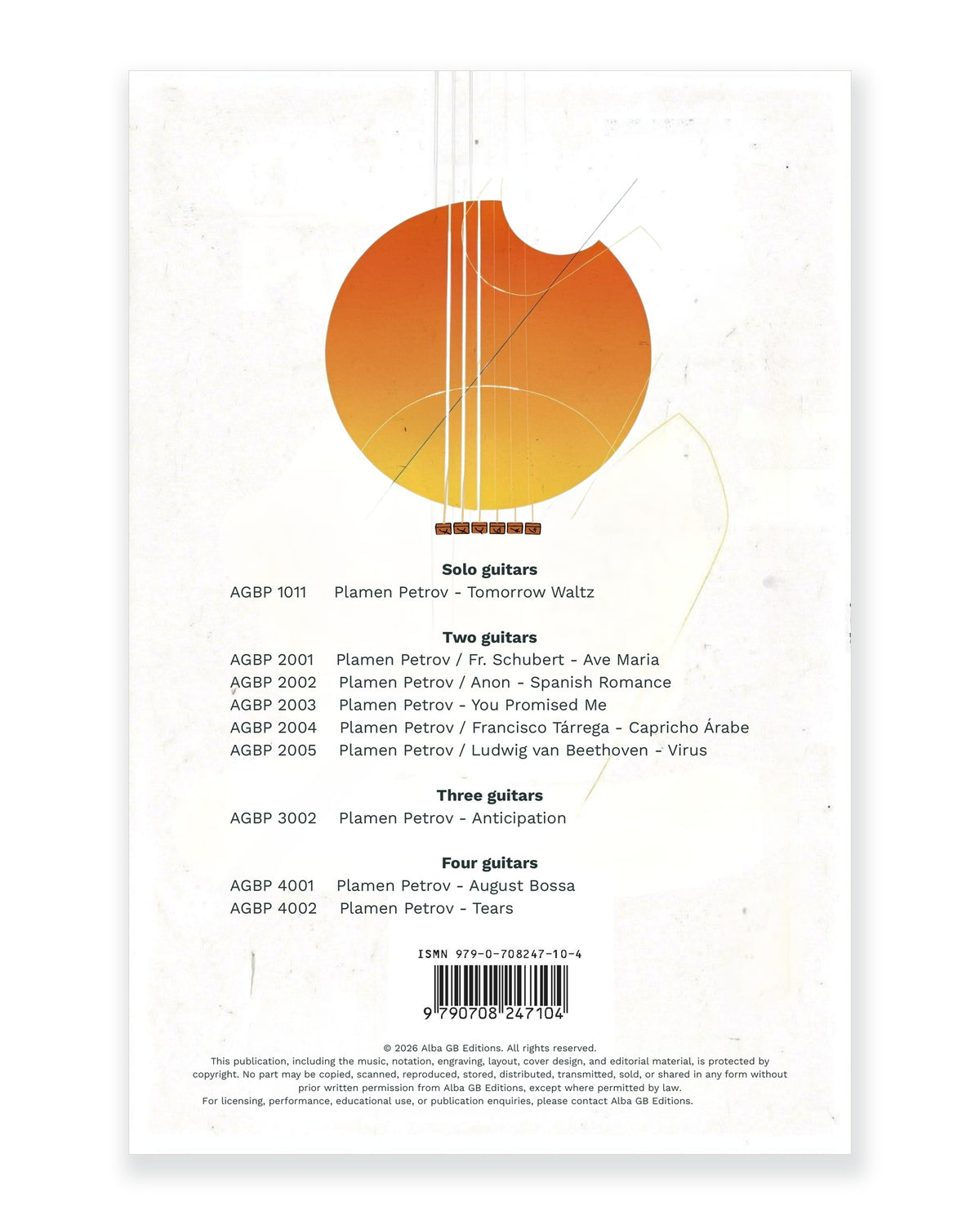 Back cover of Tomorrow Waltz for Solo Guitar — Plamen Petrov, Alba GB Editions, AGBP 1011