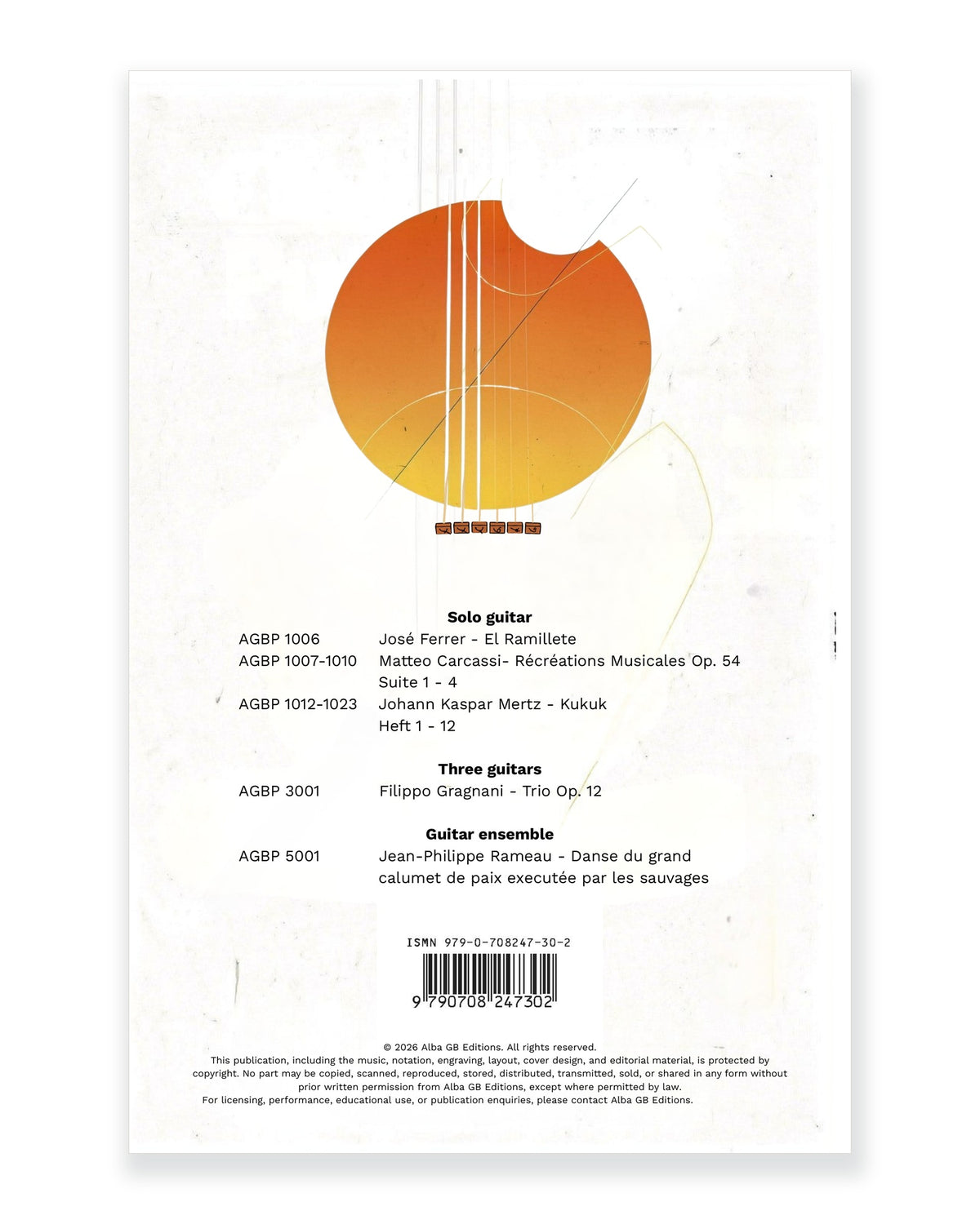 Back cover of Kukuk: Musikalische Rundschau, Heft 8 for Solo Guitar — Johann Kaspar Mertz, edited by Milena Valcheva, Alba GB Editions, AGBP 1019