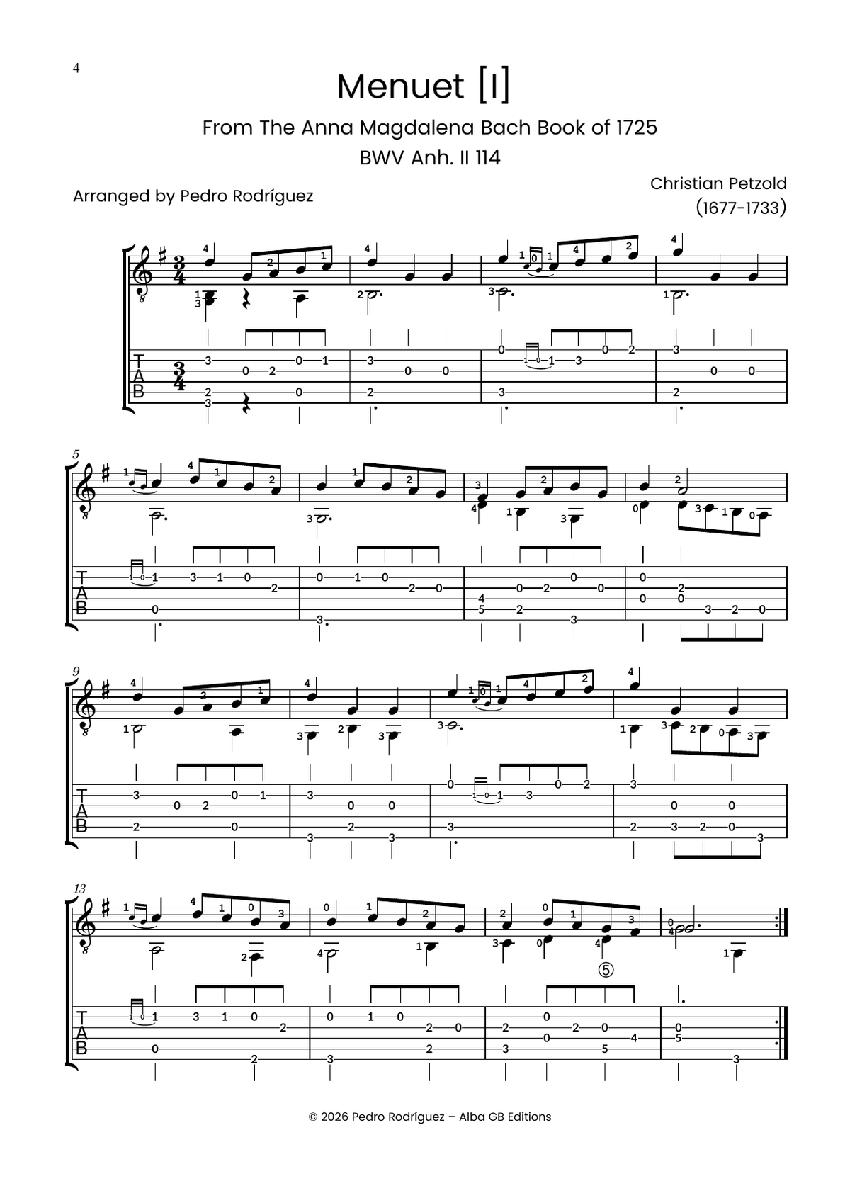 The Best of Bach for Solo Guitar — Johann Sebastian Bach, arranged by Pedro Rodríguez — 


Aperçu de la partition


