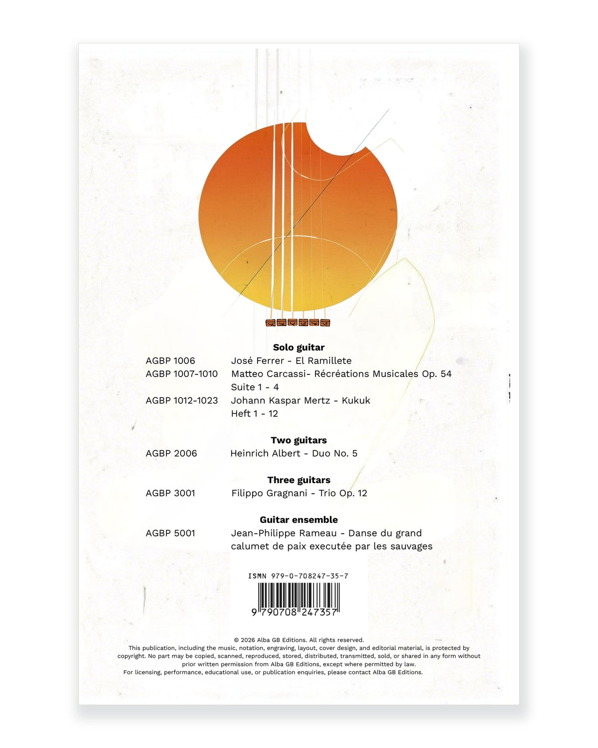 Back cover of Duo No. 5 for Two Guitars — Heinrich Albert, edited by Milena Valcheva, Alba GB Editions, AGBP 2006