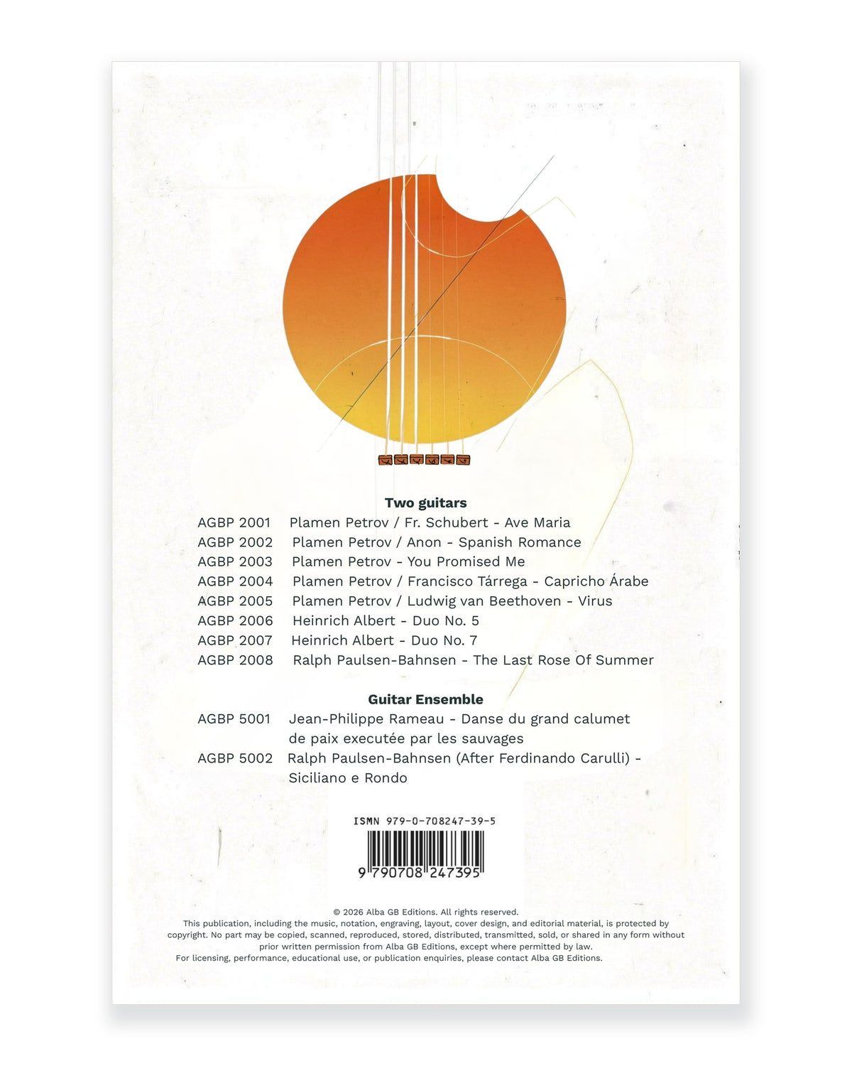 Back cover of The Last Rose of Summer for Two Guitars — Ralph Paulsen-Bahnsen, Alba GB Editions, AGBP 2008