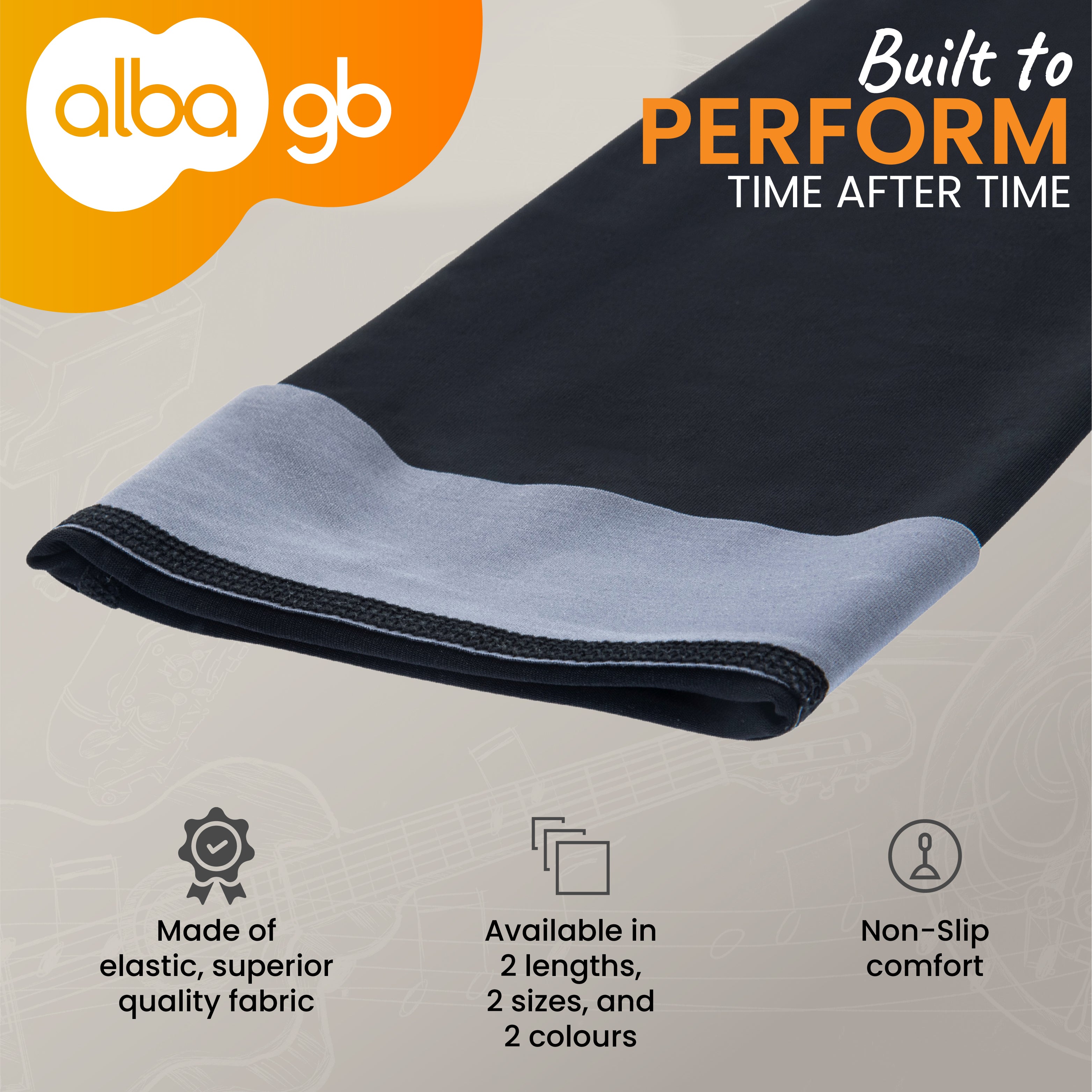 Alba Guitar Beads Black Short Sleeves Size Small/ Medium - Arm protection for Classical and Flamenco guitarists