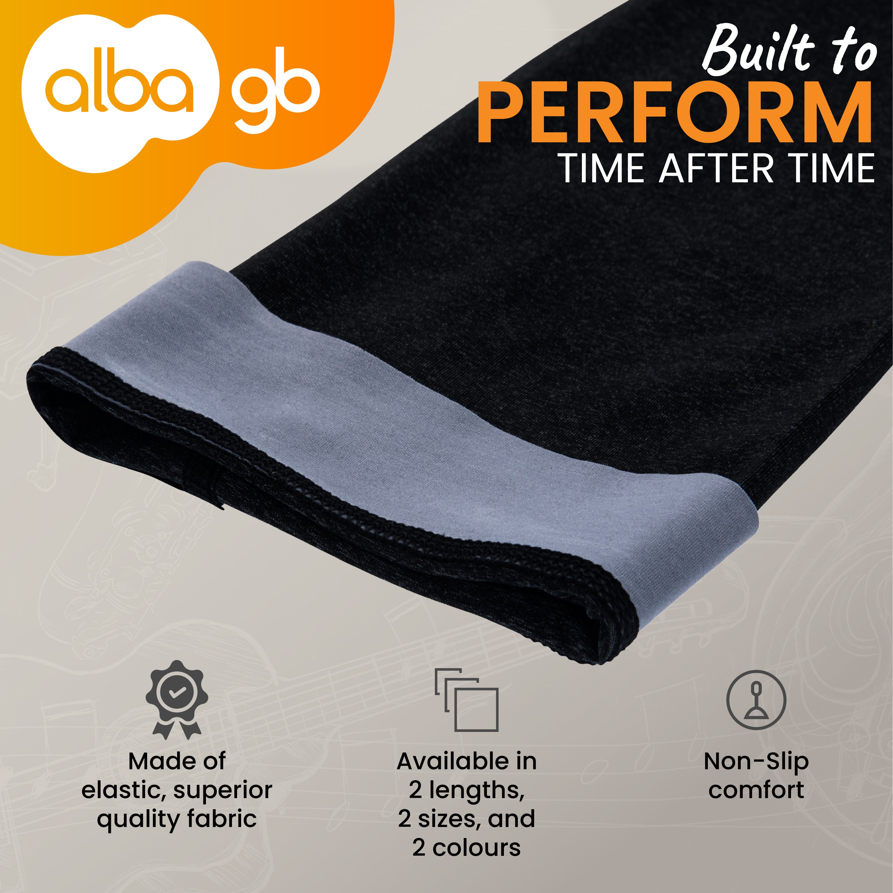 Alba Guitar Beads Grey Short Sleeves Size Small/Medium - Arm protection for Classical and Flamenco guitarists