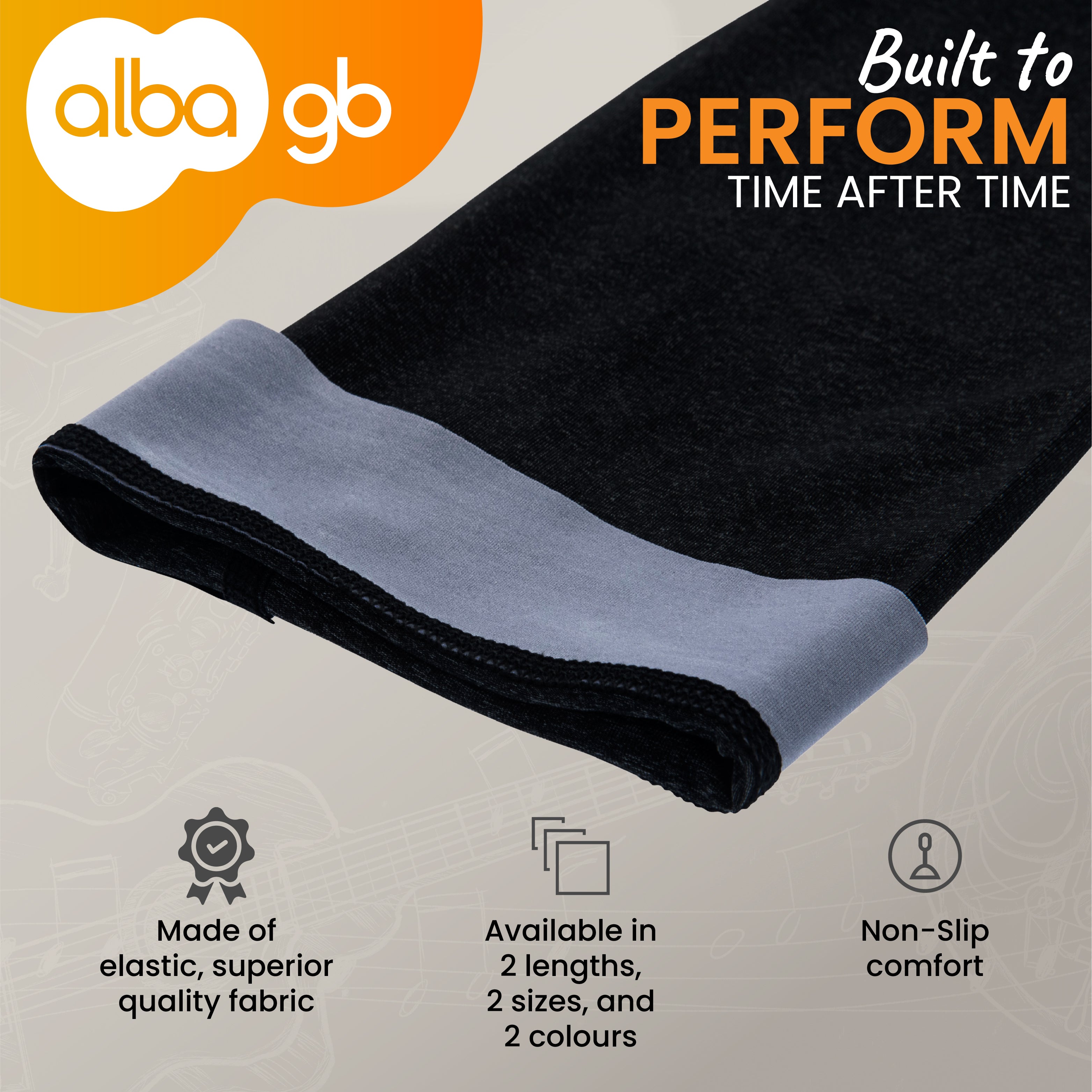 Alba Guitar Beads Long Black Sleeves Size Small/ Medium - Arm protection for Classical and Flamenco guitarists