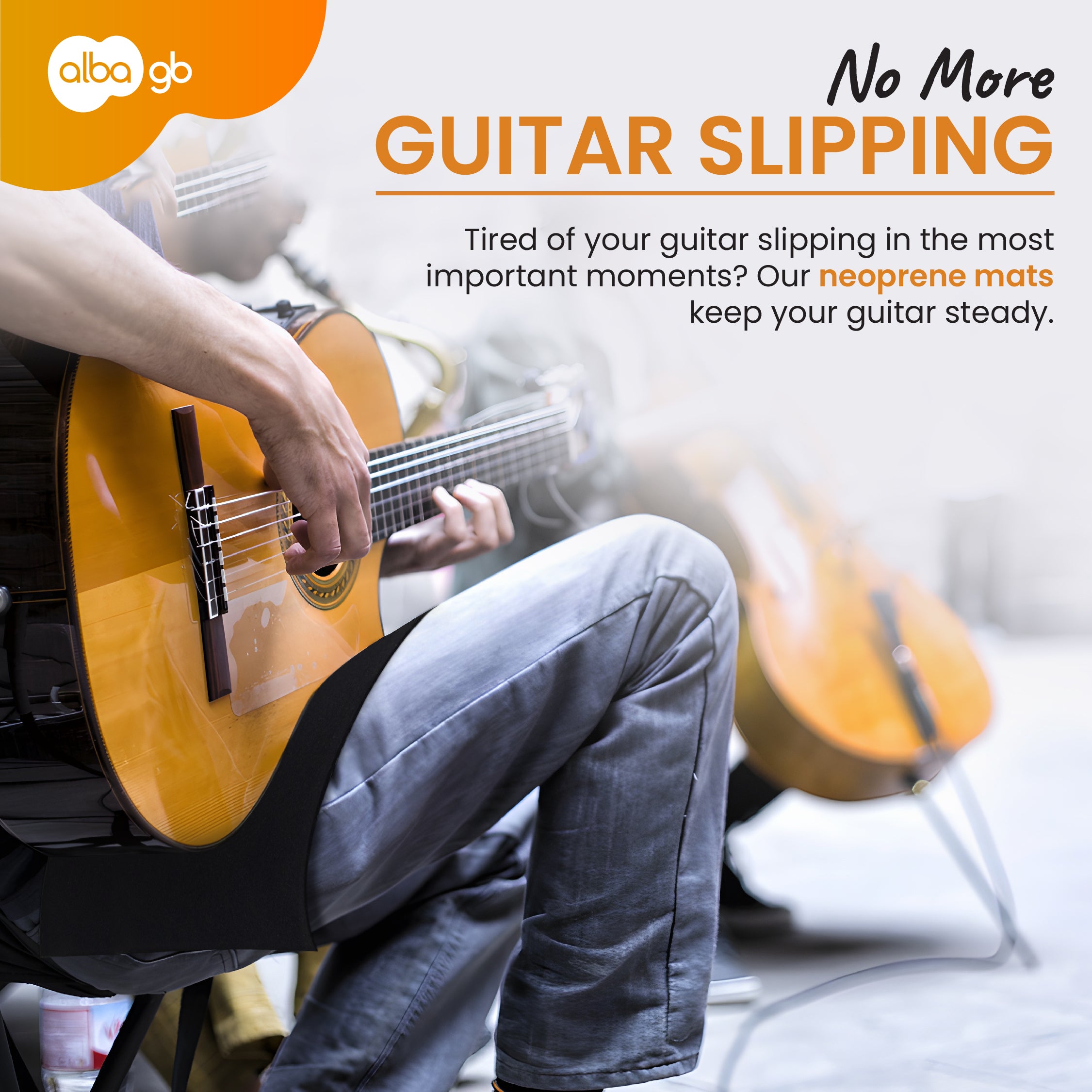 ALBA GUITAR GRASP – ANTI-SLIP BAND, banda de neoprene, antiderrapante, tamanho grande, preto