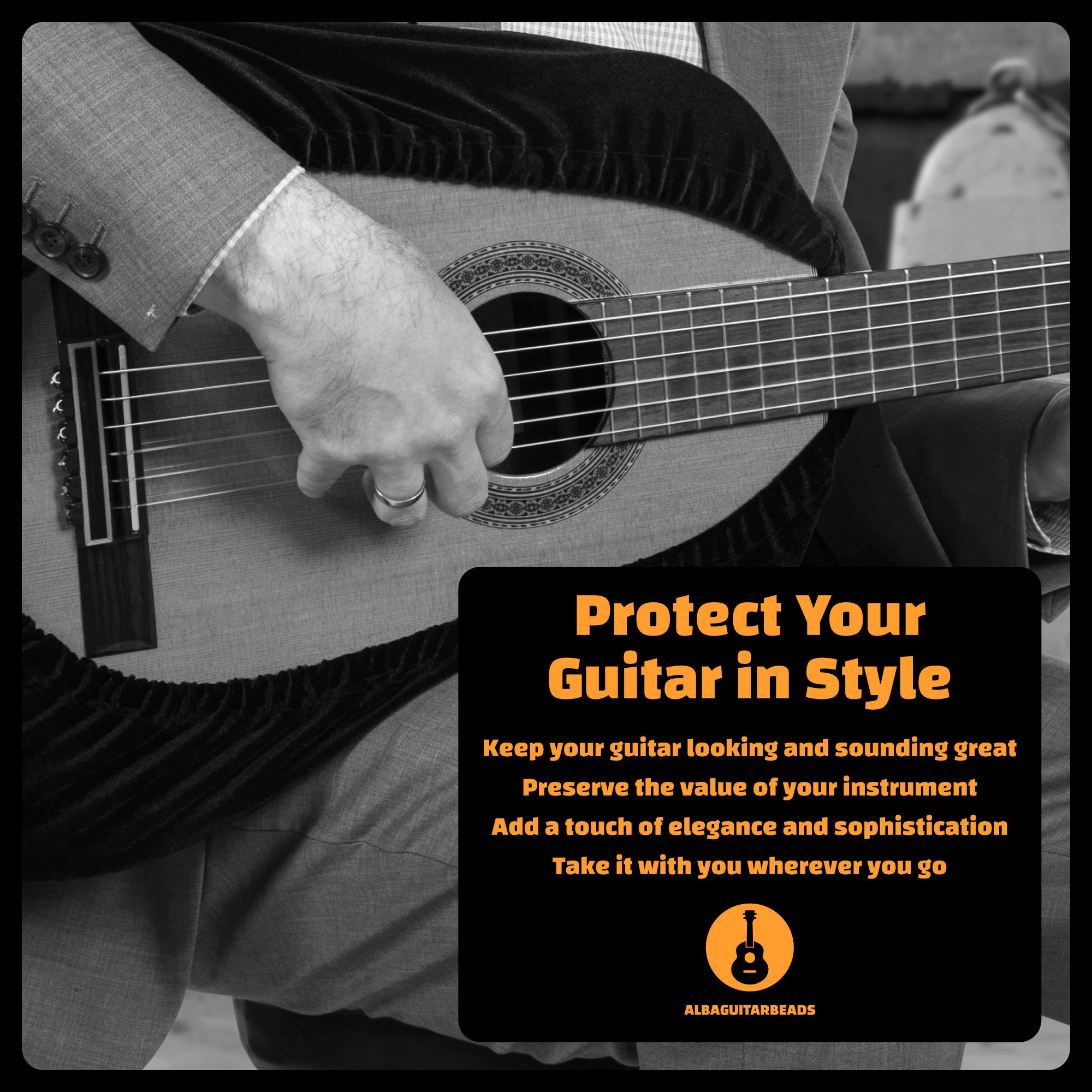 Alba Guitar Dust Cover - Envoltura protectora para guitarras clásicas, acústicas y eléctricas