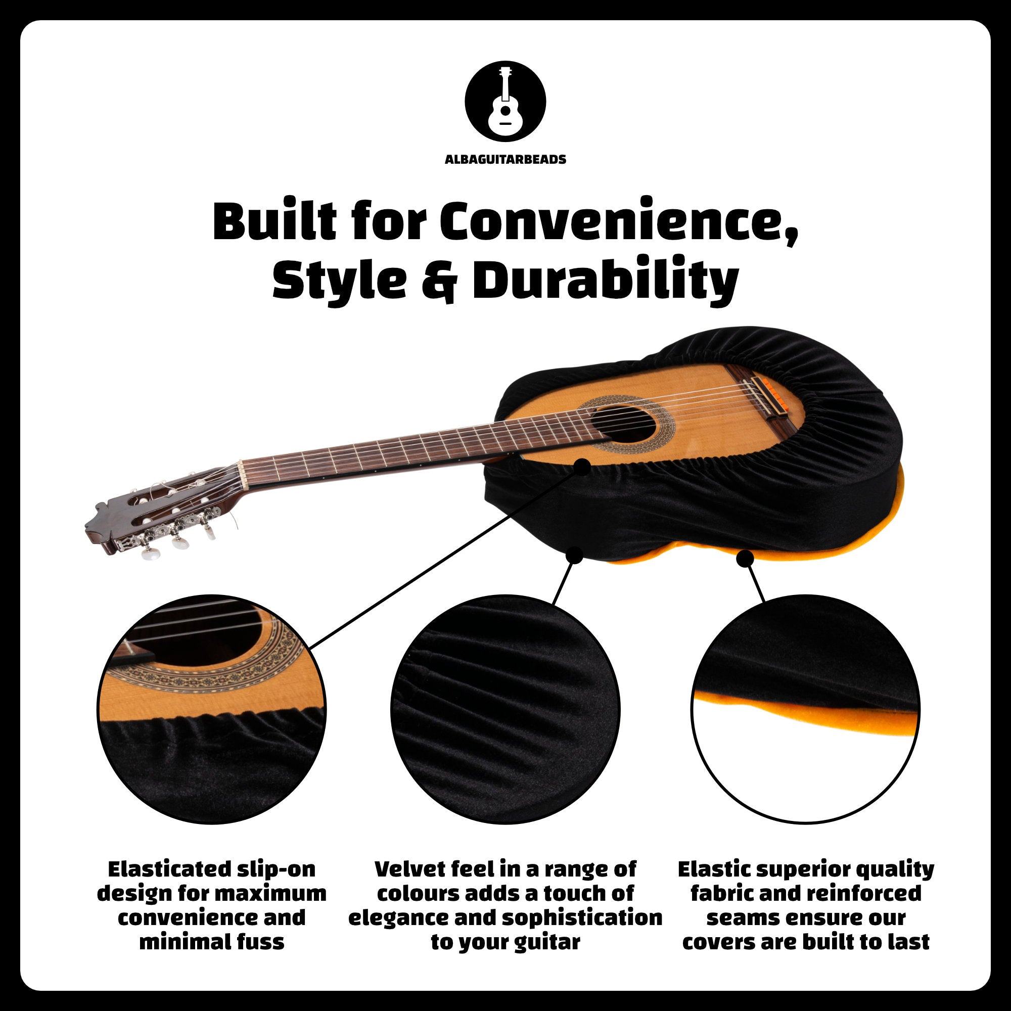 Alba Guitar Dust Cover - Envoltura protectora para guitarras clásicas, acústicas y eléctricas