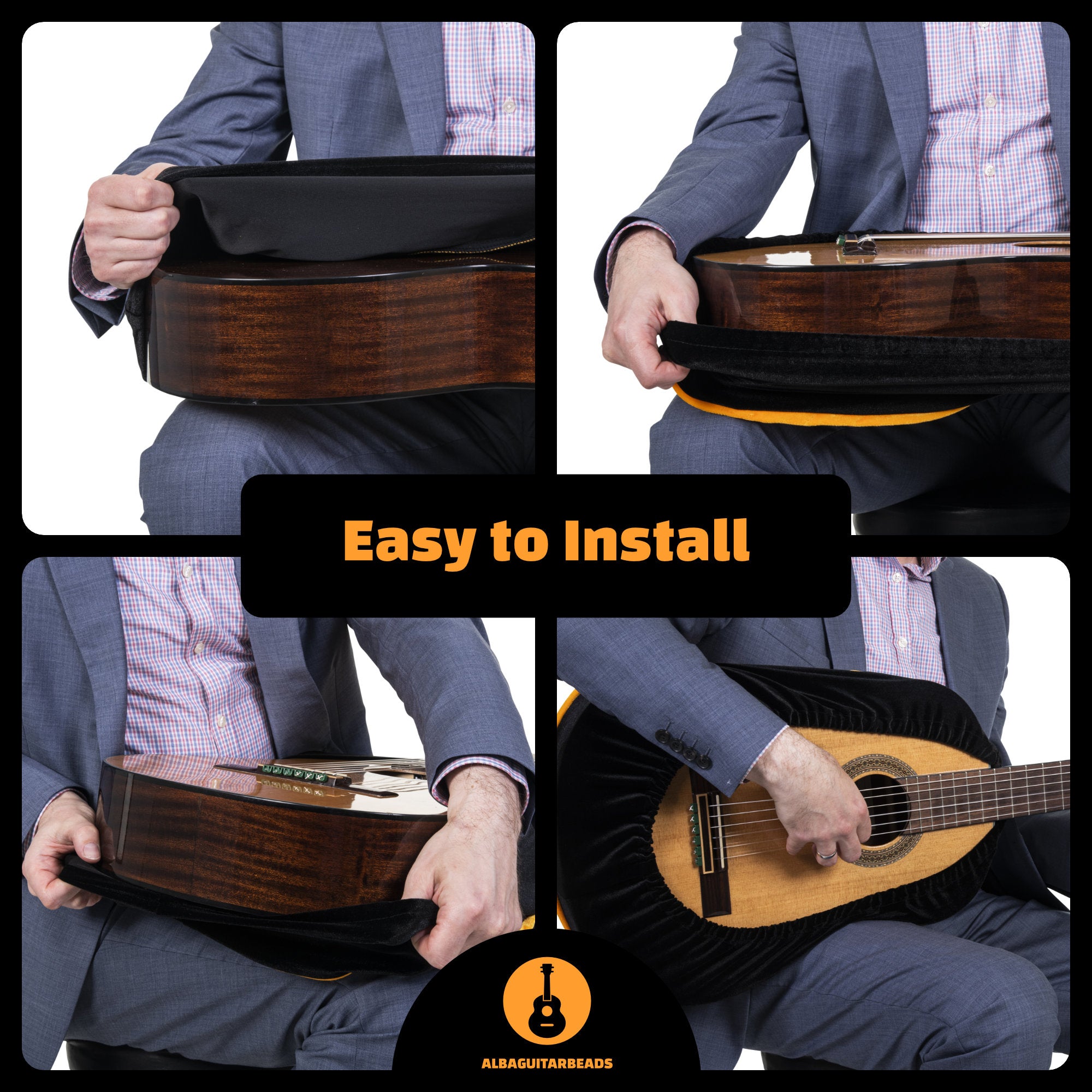 Alba Guitar Dust Cover - Protective wrapper for classical, acoustic and electric guitars