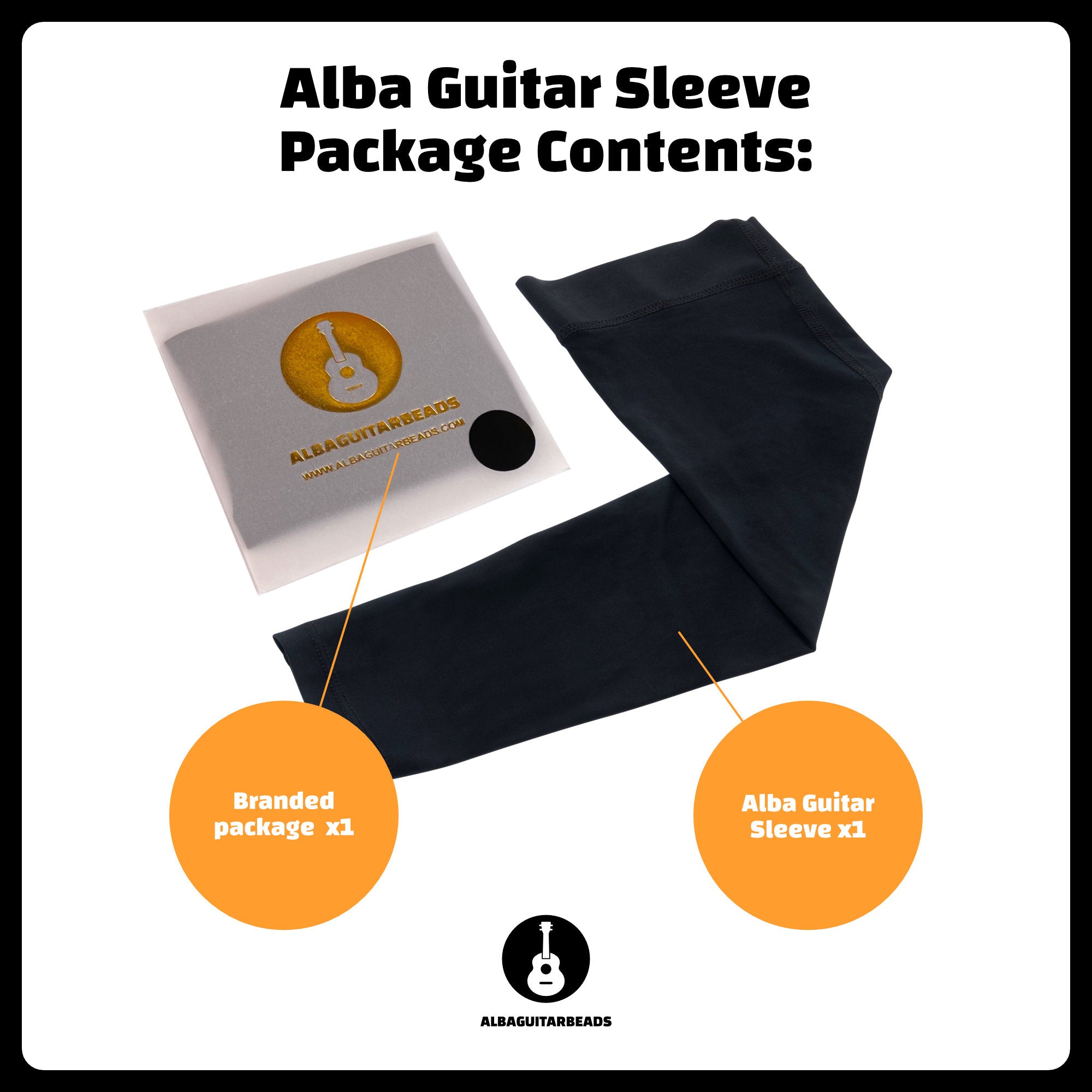 Alba Guitar Beads Long Black Sleeves - Arm protection for Classical and Flamenco guitarists