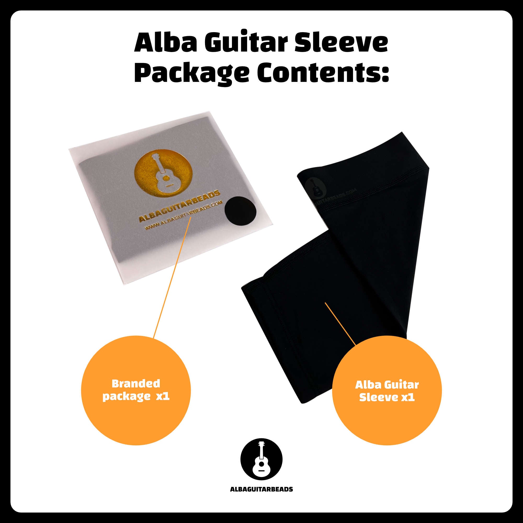 Alba Guitar Beads Black Short Sleeves - Arm protection for Classical and Flamenco guitarists