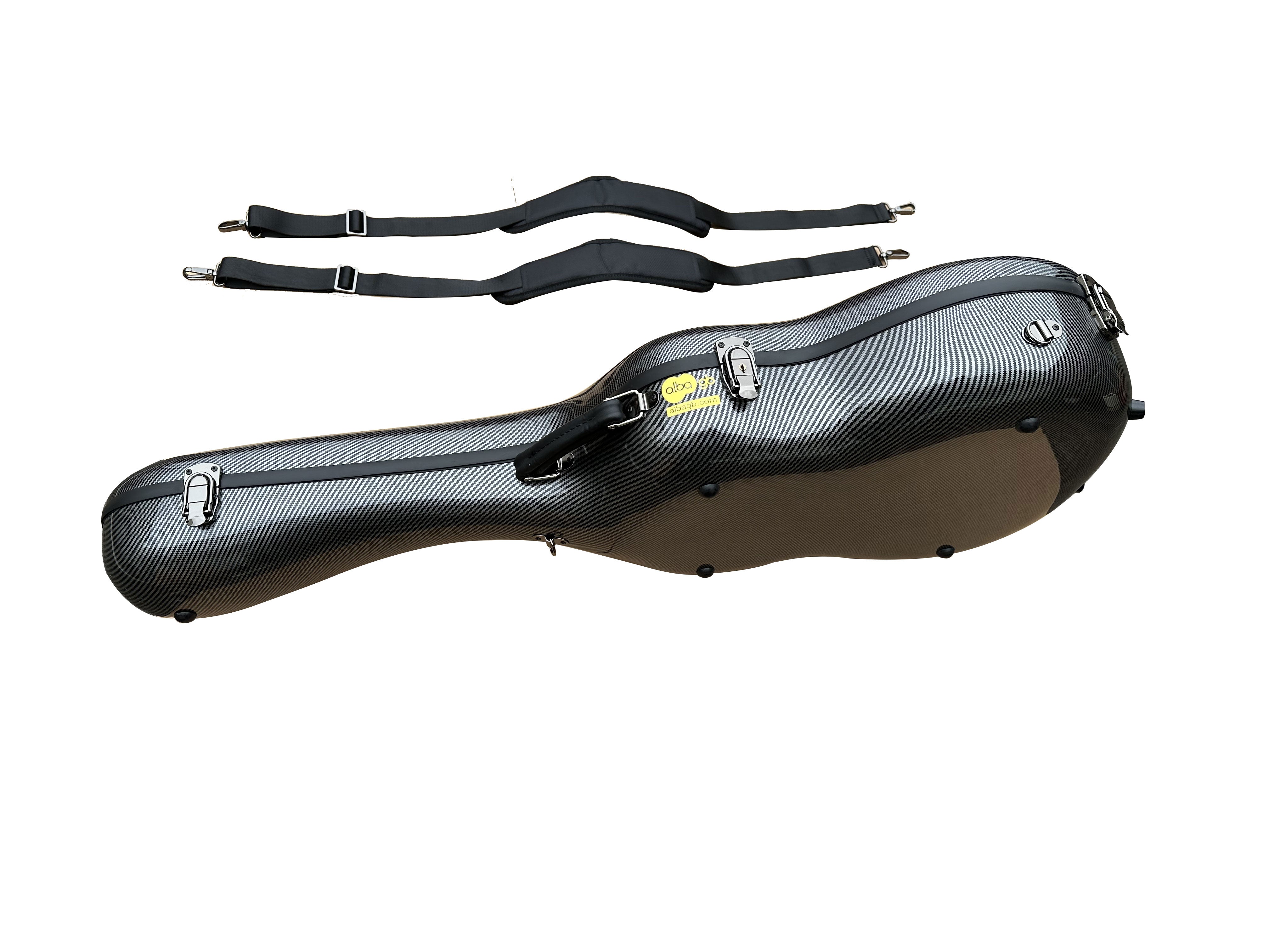 Fiber Glass Alba Guitar Case Black Gloss with Carbon Pattern for Classical Guitar Acoustic, Flamenco guitar case