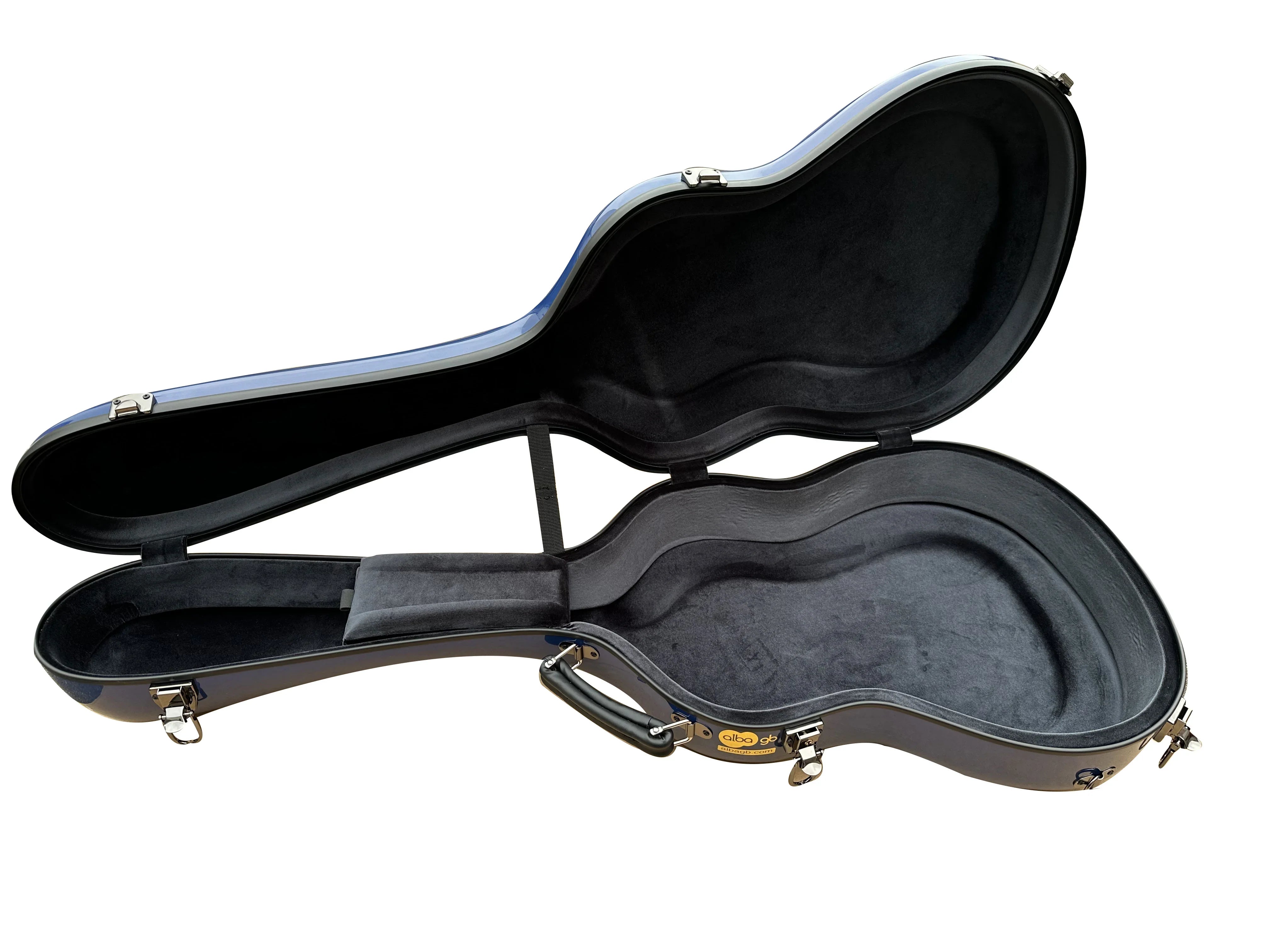 Custodia blu lucida in fibra di vetro per chitarra classica acustica, chitarra flamenco