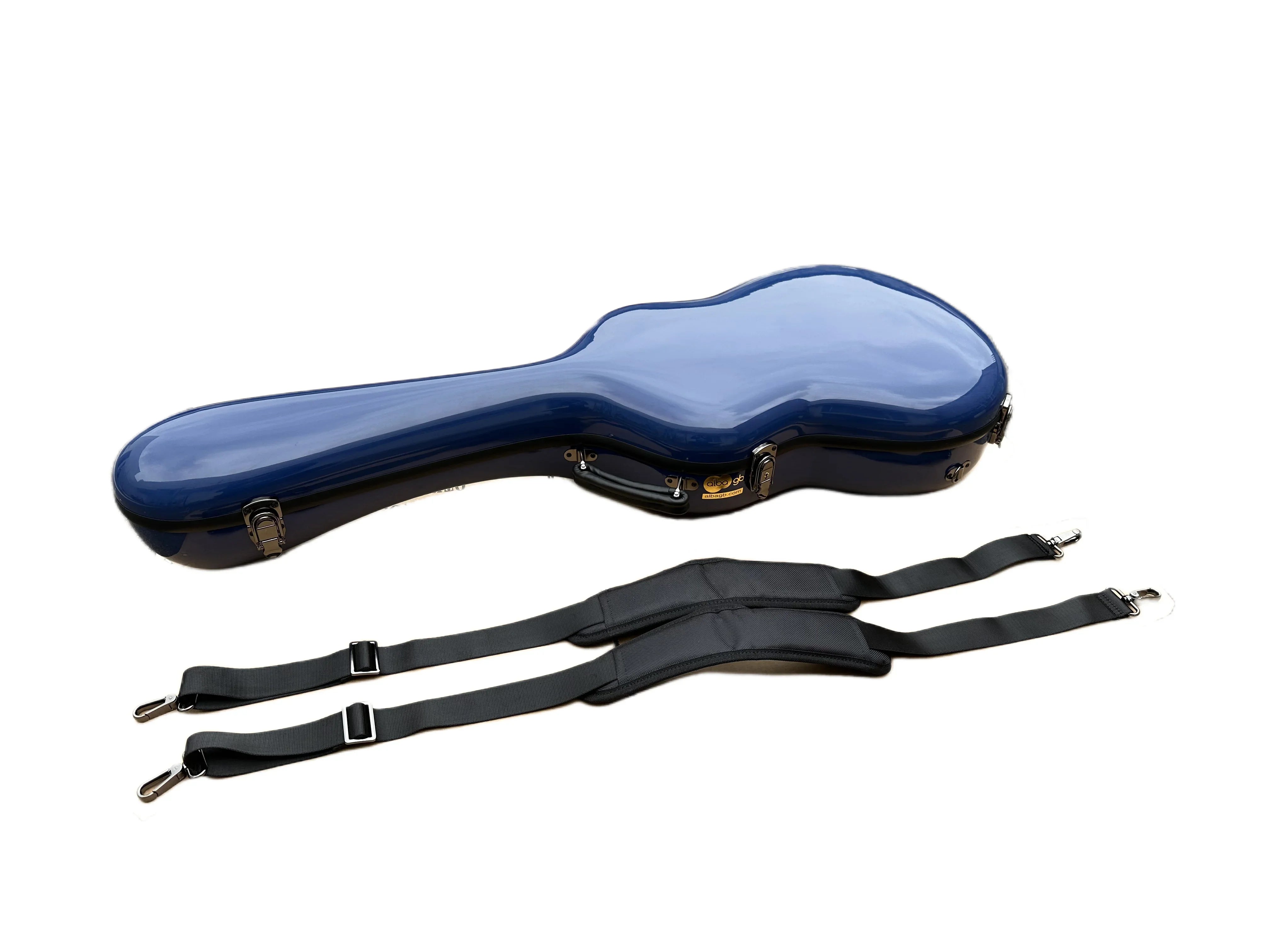 Custodia blu lucida in fibra di vetro per chitarra classica acustica, chitarra flamenco