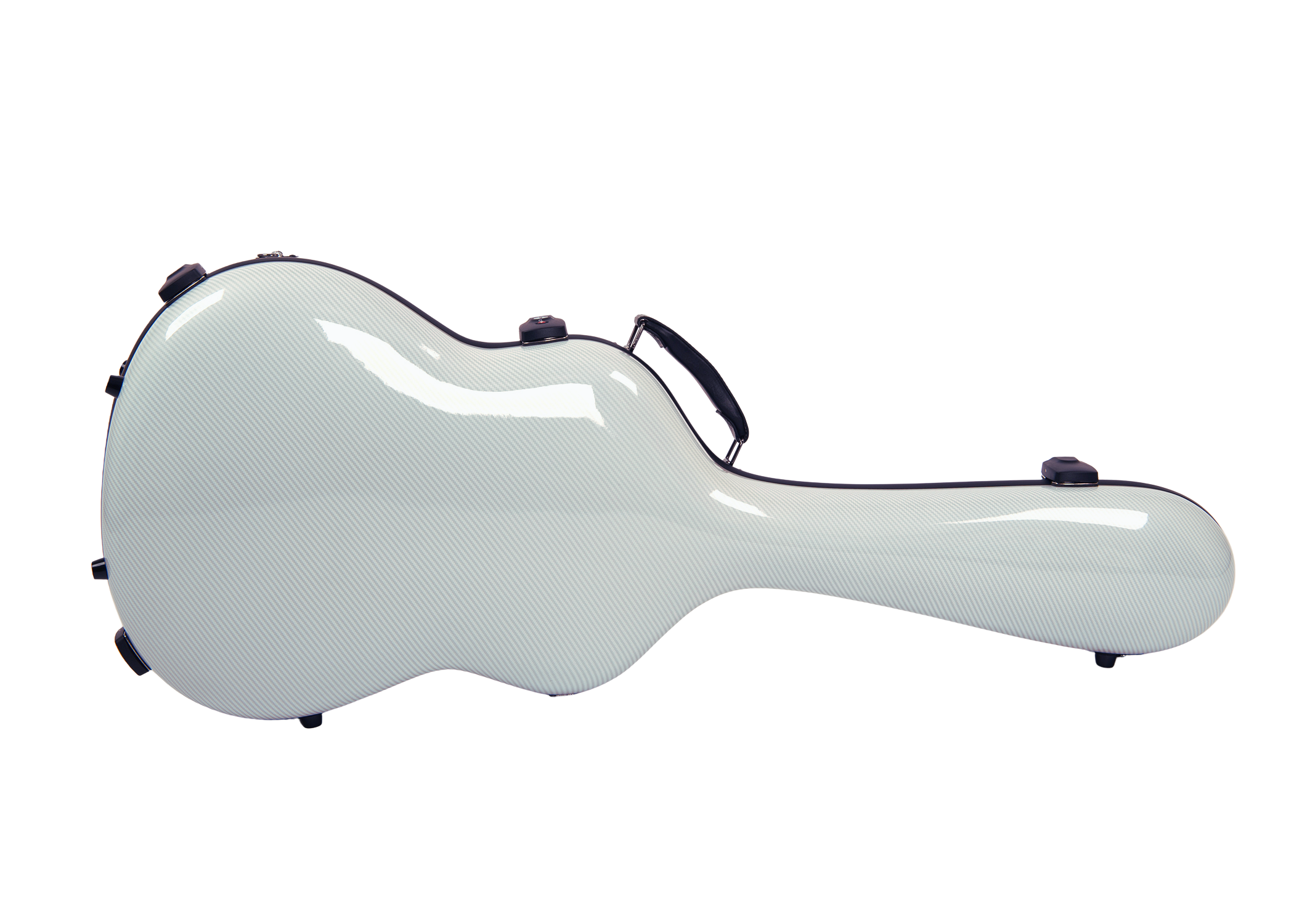 Alba GB Fiber Glass Case White Gloss with Carbon Pattern for Classical Guitar Acoustic, Flamenco guitar case