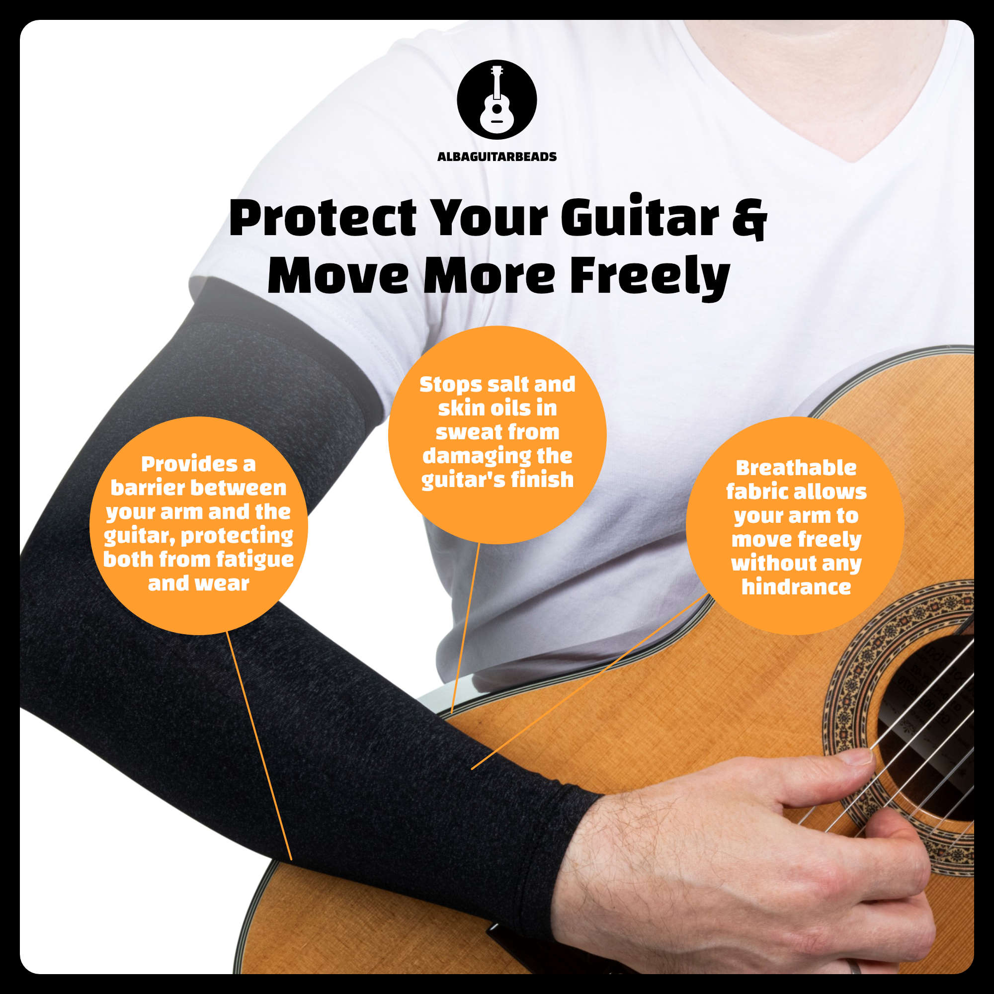 Alba Guitar Ärmel - Armschutz für Ihre klassische Gitarre