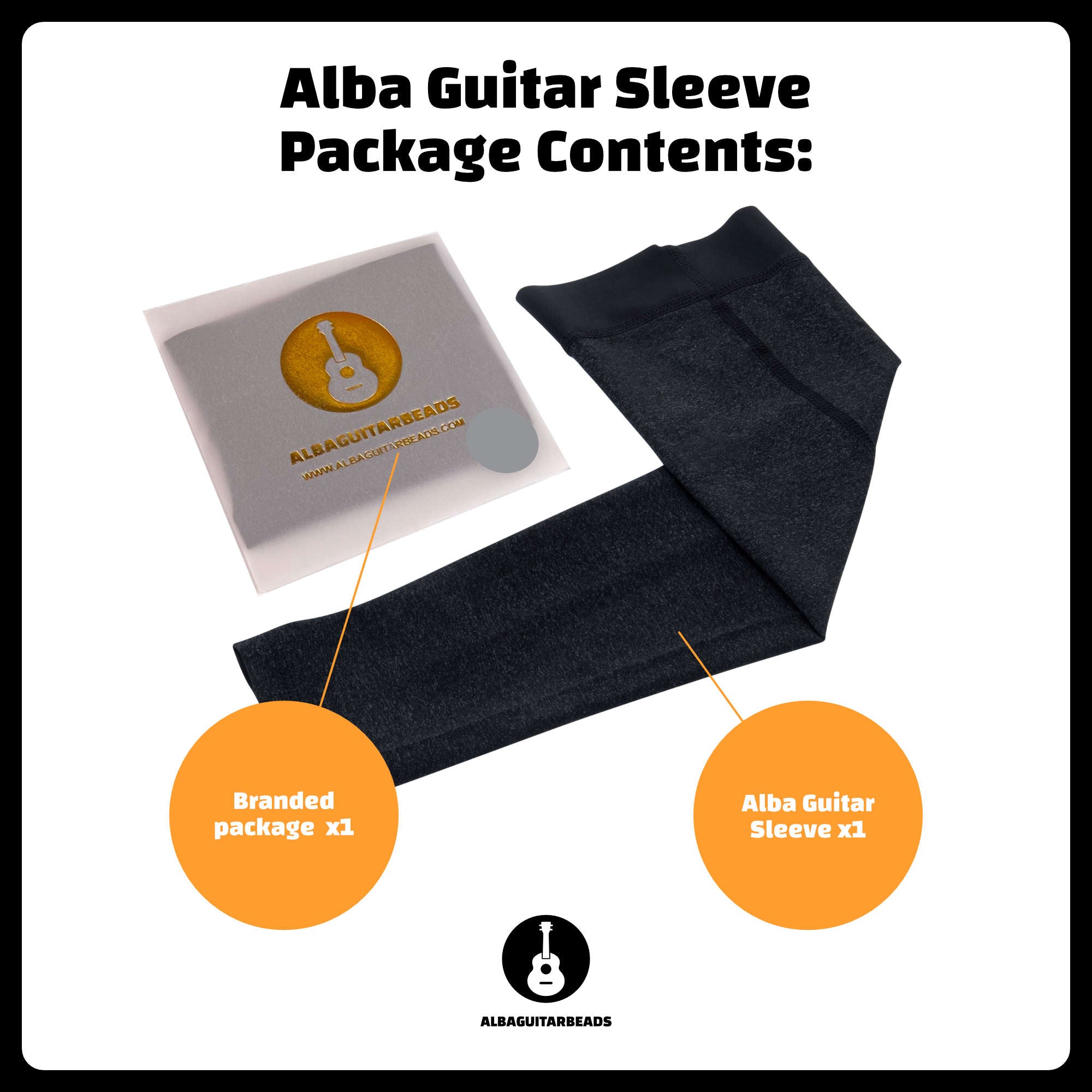 Alba Guitar Beads Long Grey Sleeves - Arm protection for Classical and Flamenco guitarists