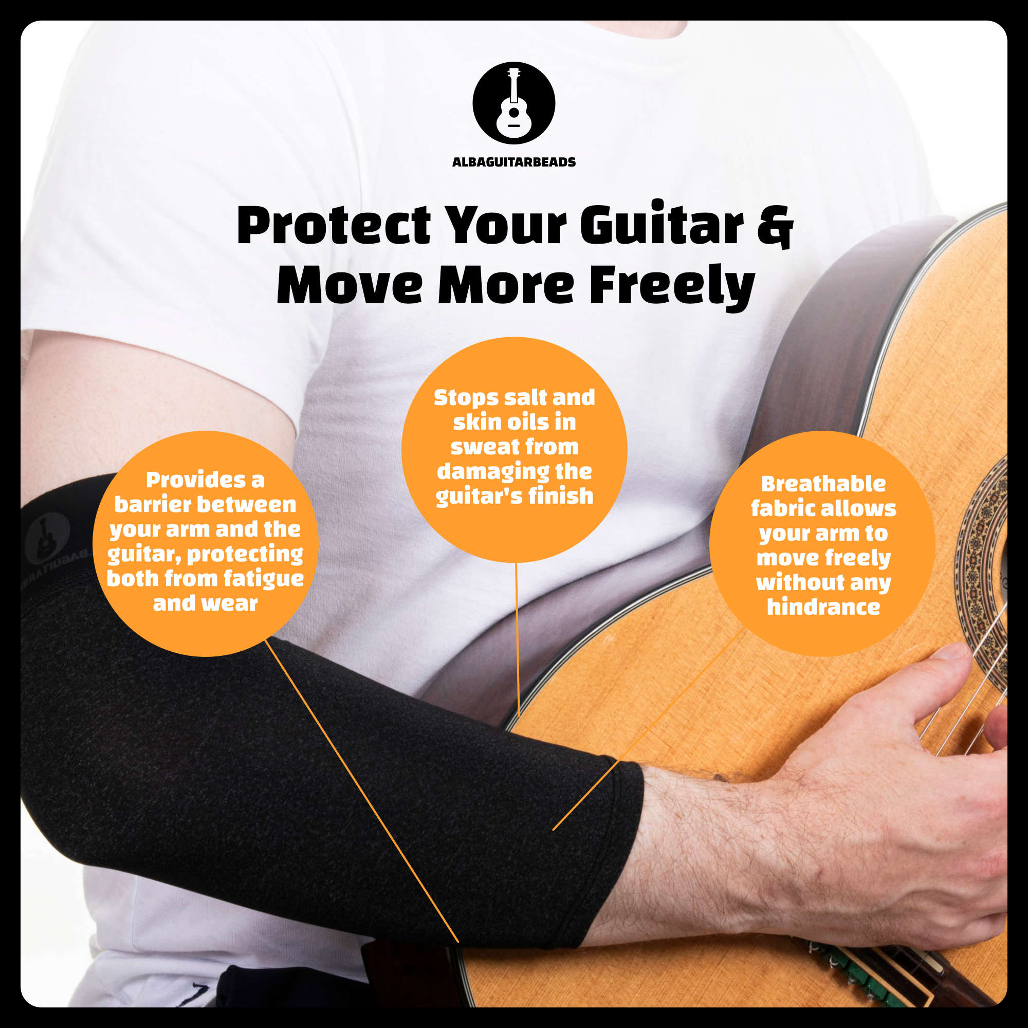 Alba Guitar Sleeves - Capas para violão, Proteção de braço para suas guitarras clássicas