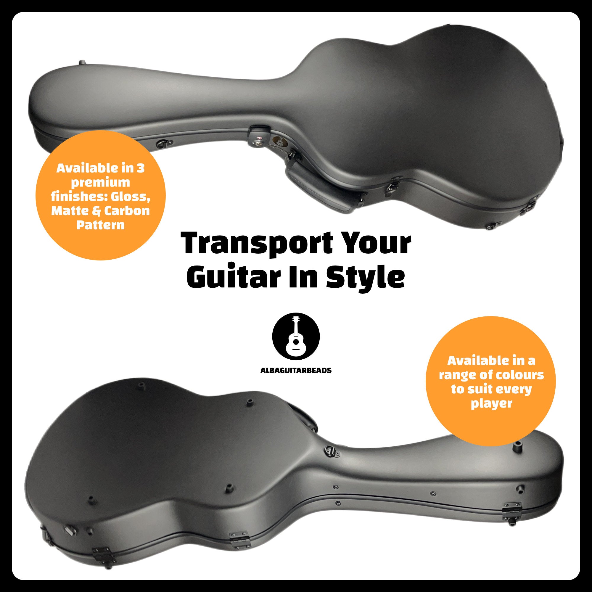 Carbon Alba Guitar Case Black Matte for Classical Guitar Acoustic, Flamenco guitar case