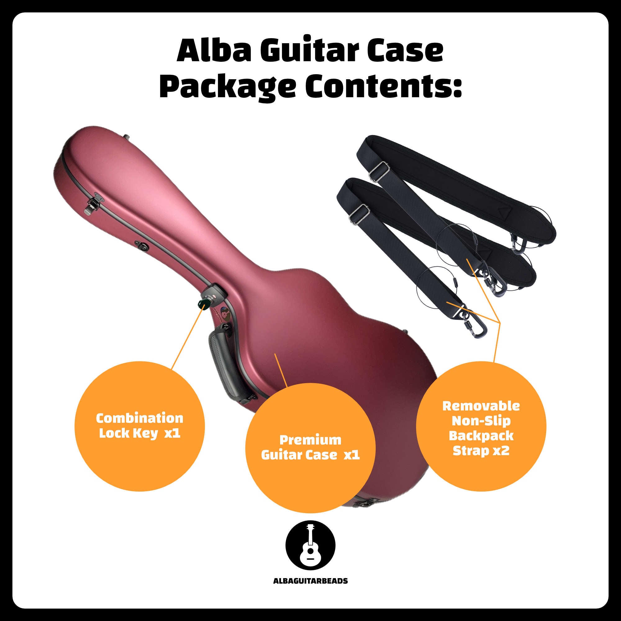 Carbon Alba Guitar Case Red Matte for Classical Guitar Acoustic, Flamenco guitar case