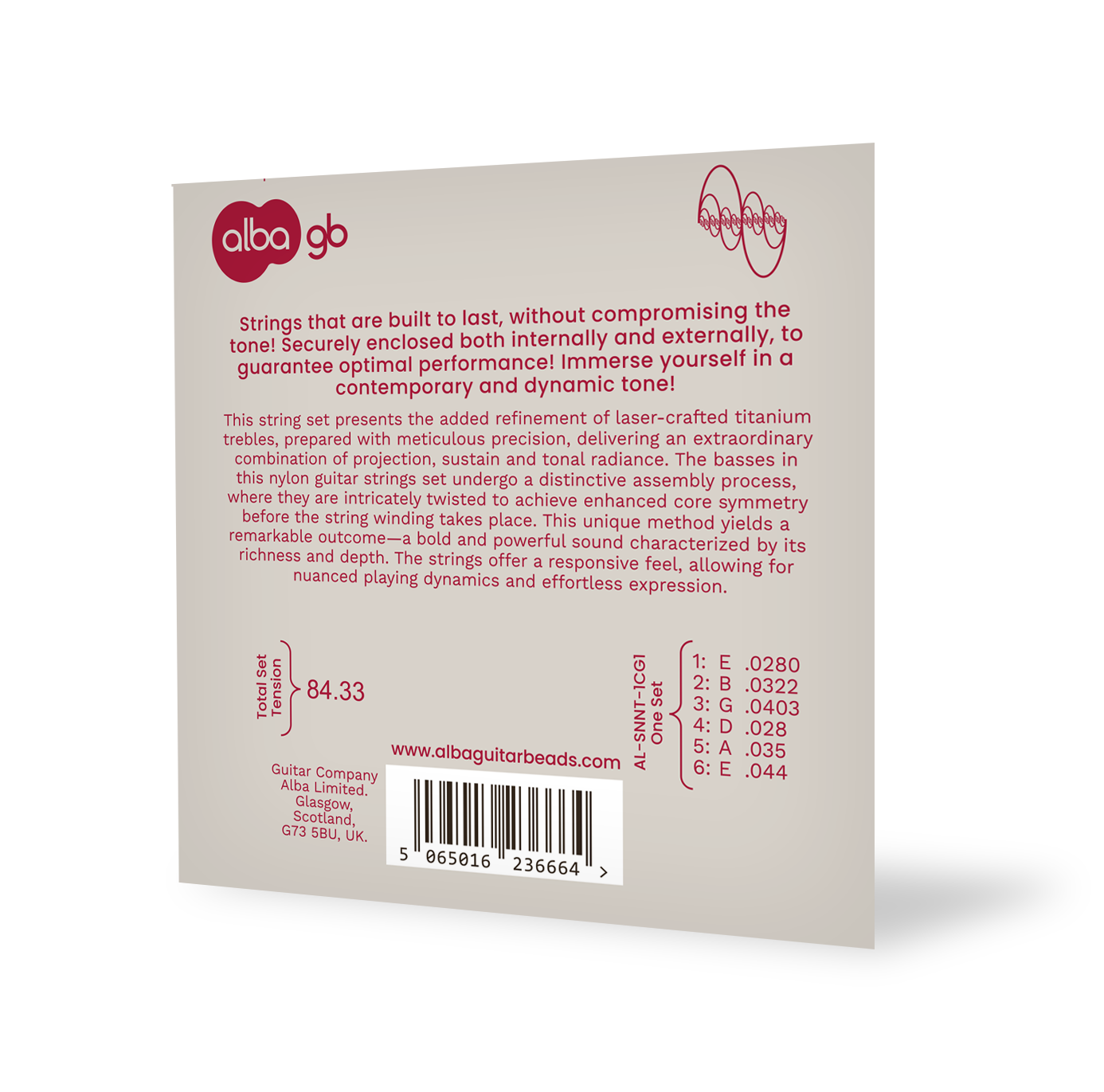 Alba GB - Classical Guitar Nylon Strings - Normal Tension - Silverplated Wound - Nylon - Made in USA