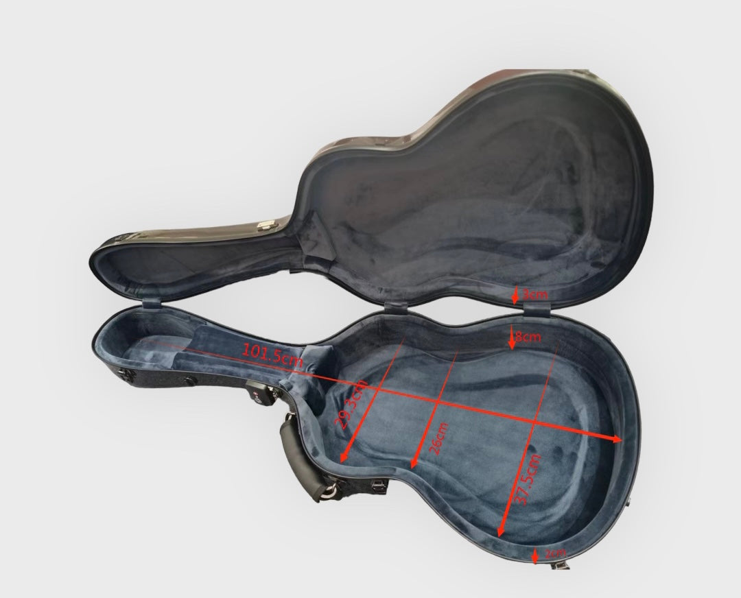 Alba Guitar Beads - Estojo preto padrão de carbono brilhante para guitarra clássica acústica, estojo de guitarra flamenco