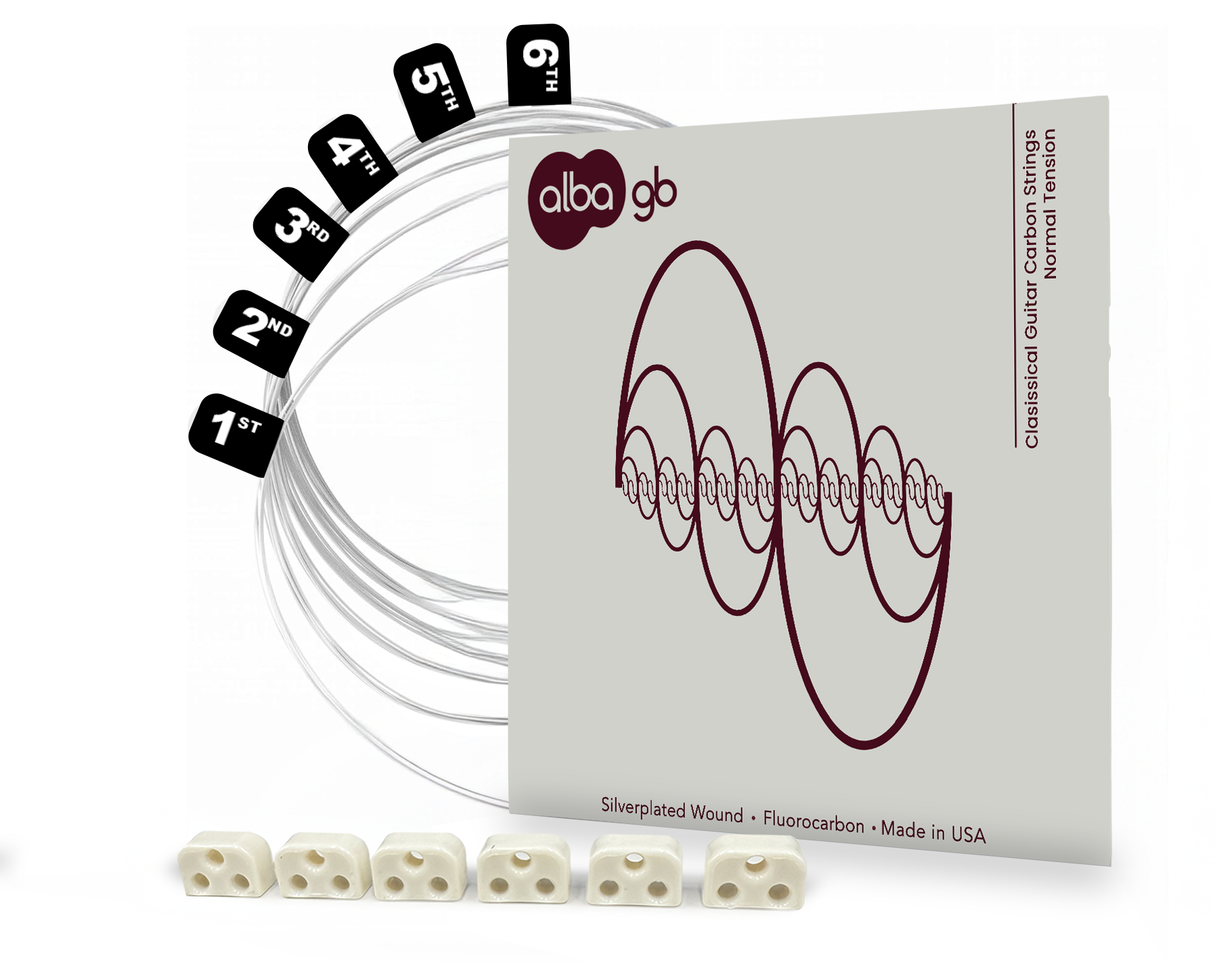 Alba GB - Classical Guitar Carbon Strings - Normal Tension + White Beads Bundle