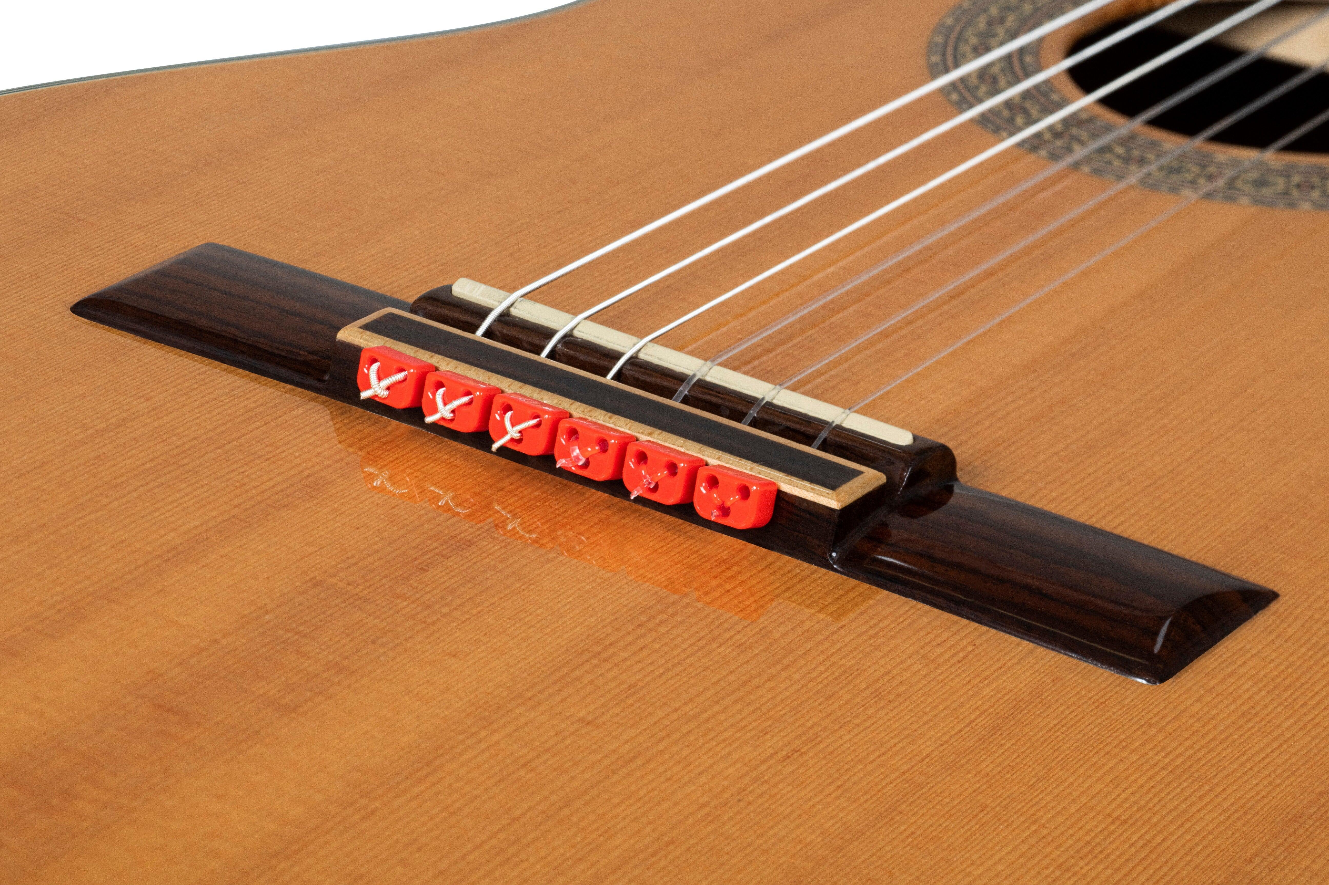 Red Gloss Classical Flamenco Acoustic Nylon Guitar Bridge Beads String Tie Blocks - mackazie
