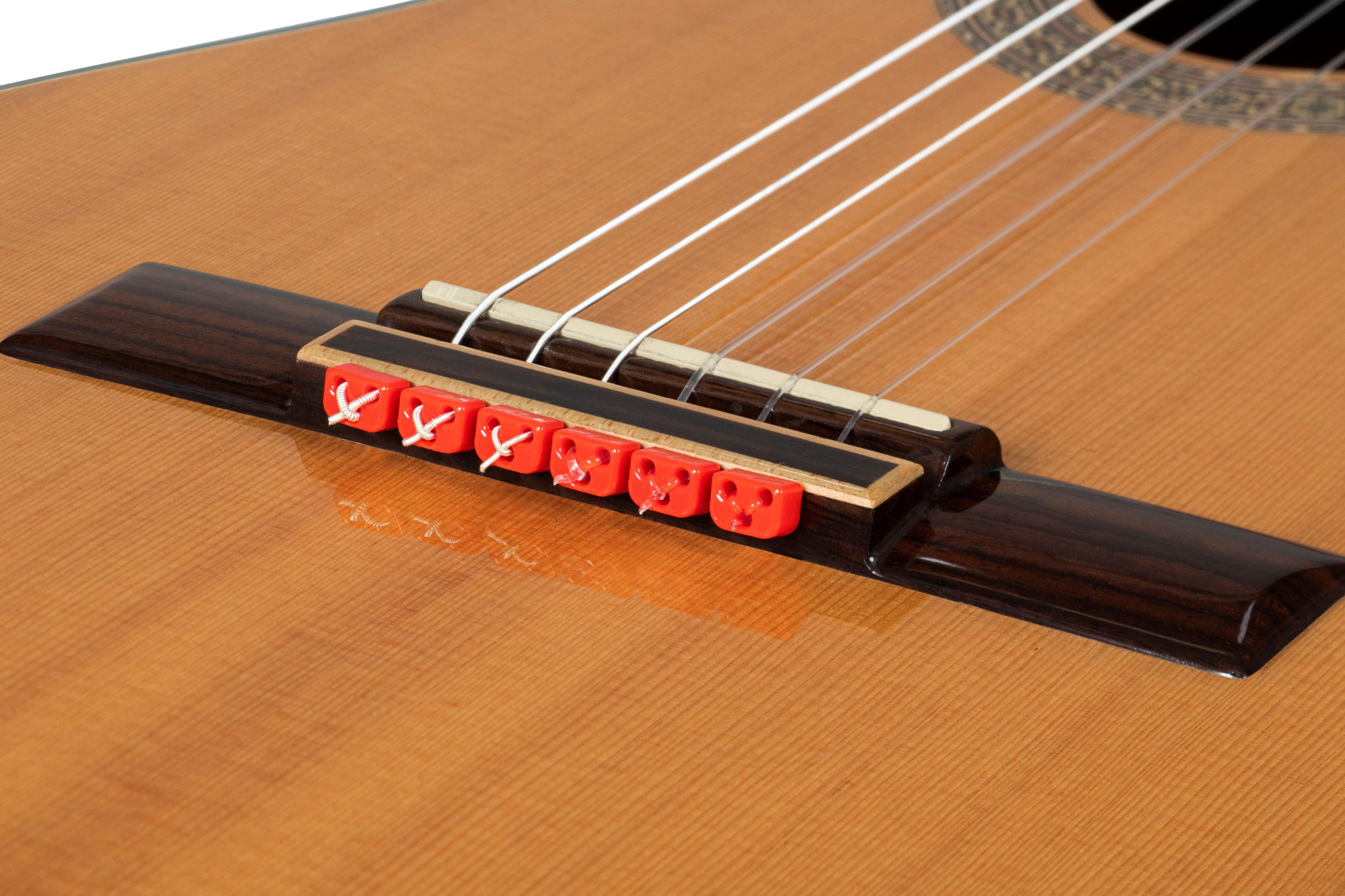 Red Gloss Classical Flamenco Acoustic Nylon Guitar Bridge Beads String Tie Blocks - mackazie