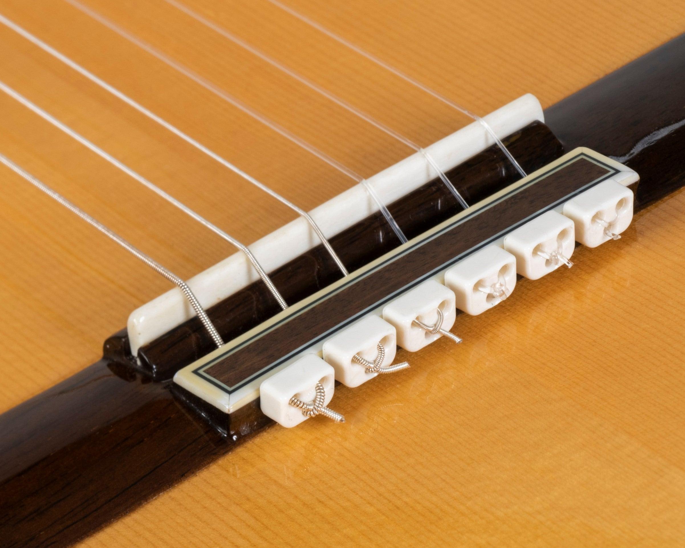 White Gloss Classical Flamenco Acoustic Nylon Guitar Bridge Beads String Tie Blocks