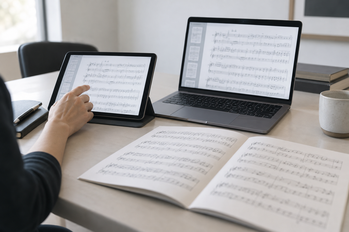 A digital score prepared for tablet, laptop and personal printing